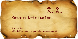 Kotsis Krisztofer névjegykártya